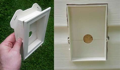 electrical box on siding|recessed vinyl siding outlet box.